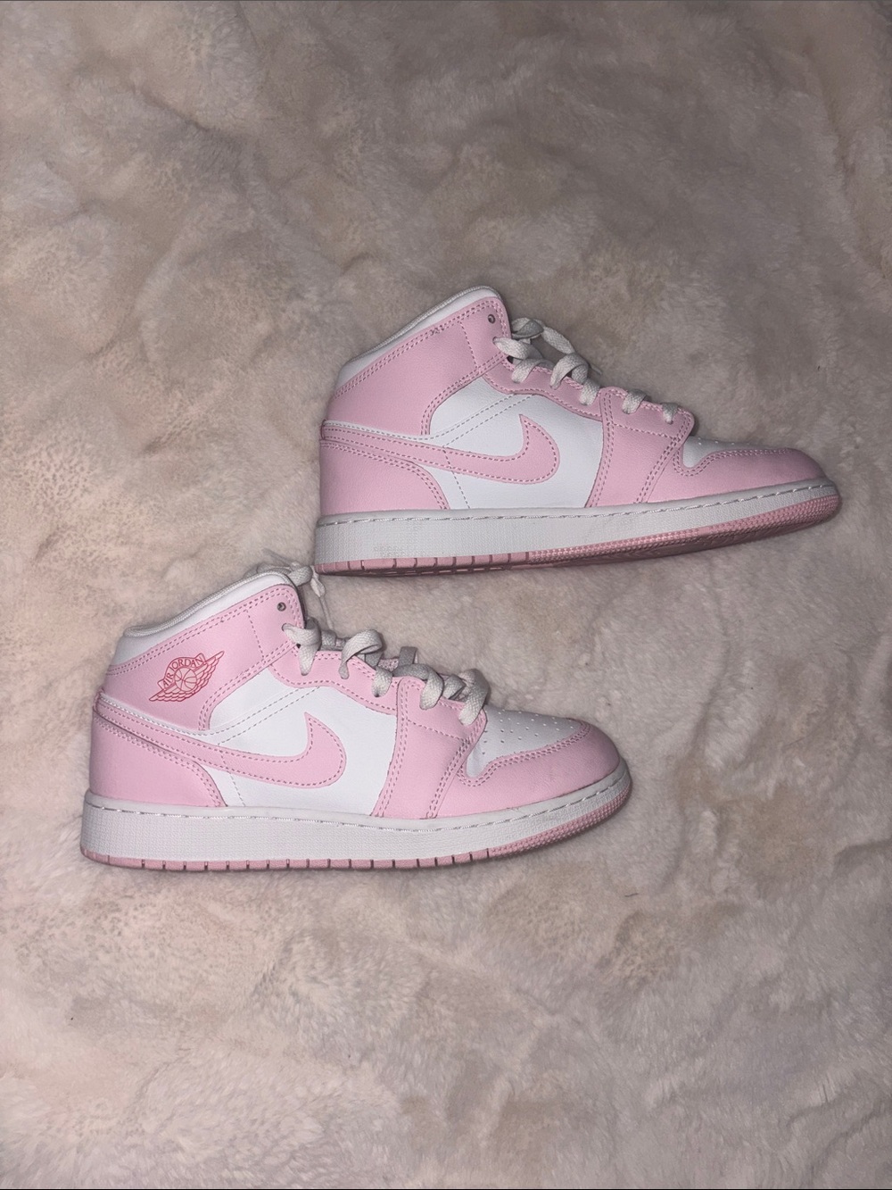 Nike Pink and White Mid-Top Sneakers